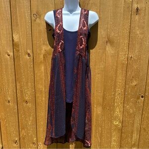 Abercrombie & Fitch Boho Sheer High-Low Vest Dress One Size